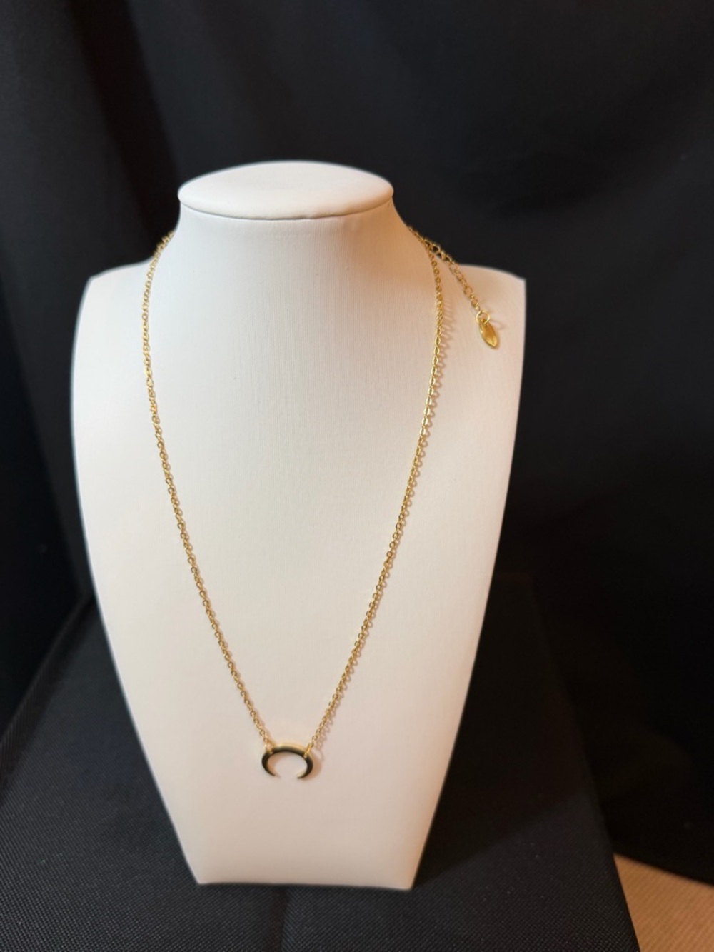 Plunder Gold Crescent Necklace with Black Accent